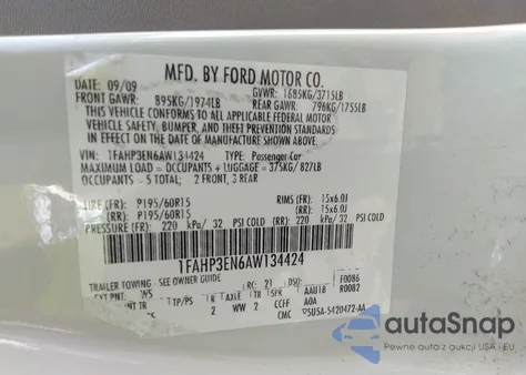 2010 Ford Focus S из США, поврежденный, VIN 1FAHP3EN6AW134424